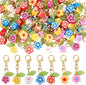 80Pcs Flower Stitch Markers Charms Handmade Polymer Clay Pendant Decorations Alloy Lobster Claw Clasps Charms Knitting Crochet Notions Clip On for Weaving Sewing Bag Ornaments