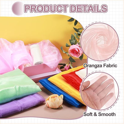 MECCANIXITY Iridescent Sheer Organza Fabric, 2 Yards x 59 Inches Solid Holographic Shiny Fabric Organza Cloth for Wedding, Curtains, Costume, Photo Background, Light Pink