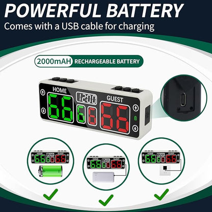 YZ Upgraded Digital Scoreboard with Timer, Mini Magnetic Electronic Scoreboard, LED Portable Scoreboard Basketball, Cornhole Score Keeper for Indoor&Outdoor Games