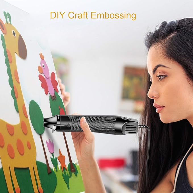 Mini Heat Gun, 300W Dual Temperature Hot Air Gun (110V) with 6.6ft Long Cable & Reflector Nozzle - Ideal for Epoxy Resin Crafts, Shrink Wrapping, Embossing & Vinyl Wrap (‎MF300 Constant Temperature)
