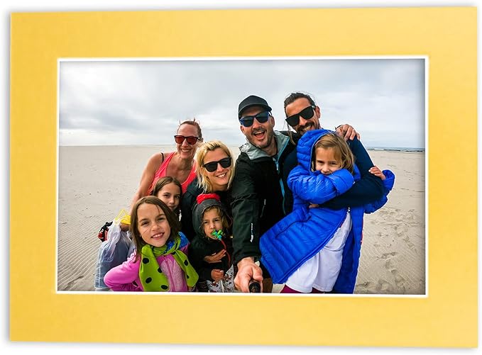 8x10 Mat Bevel Cut for 5x8 Photos - Acid Free Metallic Gold Precut Matboard With Backing Board and Crystal Clear, Self Seal Photo Mat Bag - For Pictures, Photos, Framing - 4-ply Thickness