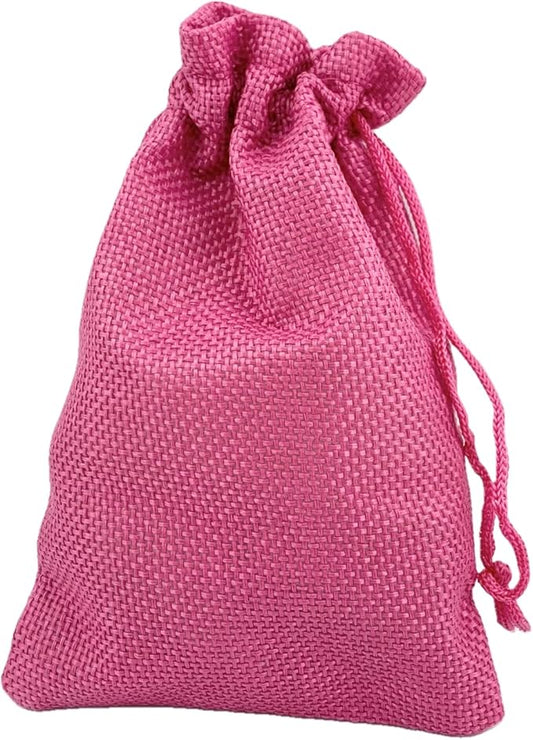 Palmhomee Pack of 25 Burlap Gift Bags with Drawstring Linen Jewelry Pouches Wedding Hessian Jute Bags for Birthday Jewelry and Treat Pouches Party Wedding Favors Gift Art and DIY Craft (4x5.6 Inch, Fuchsia)