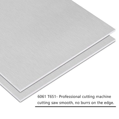 2Pack 6061 T651 Aluminum Sheet Metal 12 x 12 x 1/8(0.125”) Inches Flat Plain Aluminum Plate Covered with Protective Film, Heat Treatable Rectangle 3mm Aluminum Metal Plate for Crafting, Industrial