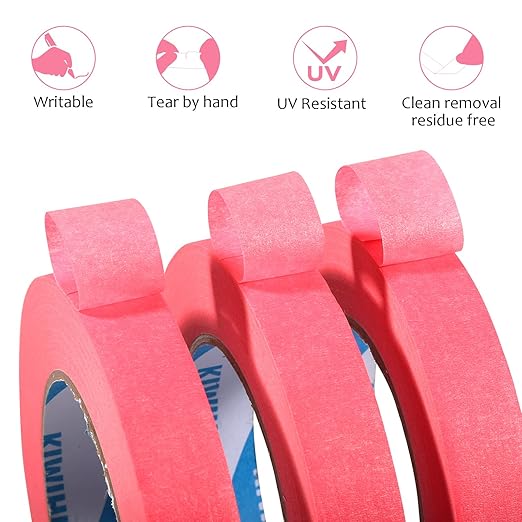 Pink Painter's Tape,1" x 60 Yards - 14 Day Easy Removal Decorative Masking Tape for Painting,Labeling,DIY Crafting,Decoration and School Projects