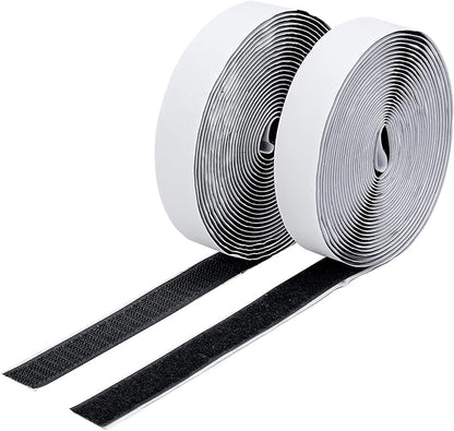BRAVESHINE Black Industrial-Strength Self Adhesive Hook and Loop Roll - 0.8 Inch 16.5FT Double Sided Hook and Loop Strips Fasteners Tape for Sewing, Pedal Board, Mounting or Hanging Items
