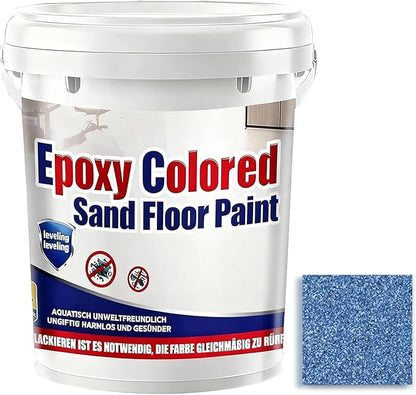 Epoxy Colored Sand Floor Paint, Epoxy Floor Paint for Concrete, High Gloss Marble Effect Coating, Waterproof Non-Slip Concrete Paints, Suitable for Indoor/Outdoor Use (Light Blue,128 oz/4 kg)