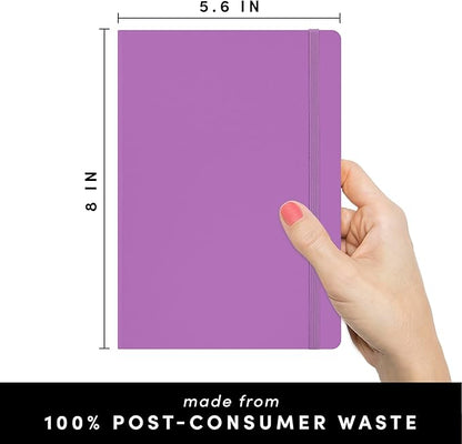 PAPERAGE Recycled Blank Journal Notebook, (Lilac), 160 Pages, Medium 5.6 in x 8 in - 100 GSM Thick Paper – Hardcover Journaling Notebook for Work, School, Note Taking or Sketching
