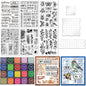 29 Pcs Acrylic Stamps for Crafting Card Making Supplies Set Include 3 Acrylic Clear Stamp Blocks, 6 Clear Silicone Stamps Seals, 20 Craft Ink Pads Stamp for DIY Scrapbooking Journal