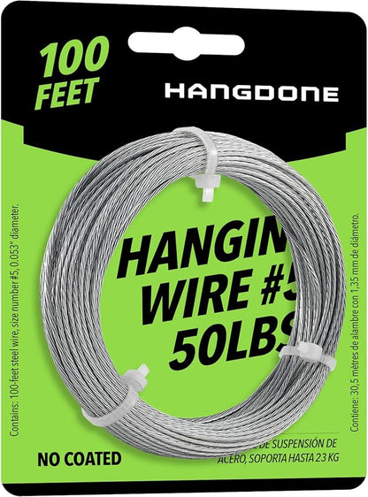 Picture Hanging Wire #5 50lbs 100-Feet, Flexible Steel Wire 16 Gauge for Hang Up Frame/Painting and Mirror