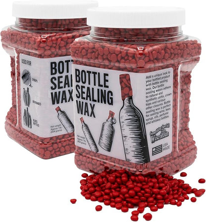 Blended Waxes, Inc. Bottle Sealing Wax, Premium Pastille Wax Seal Beads for Wine, Beer, and Liquor Bottle Closure, Seals Between 25-30 Bottles, 1 lb, Bright Red