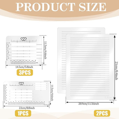 6pcs Straight Line Stencil, Stencils for Journaling,Line Drawing Stencil Lettering Guide,Stencils Templates Set for Card Paper Journal Lettering Writing