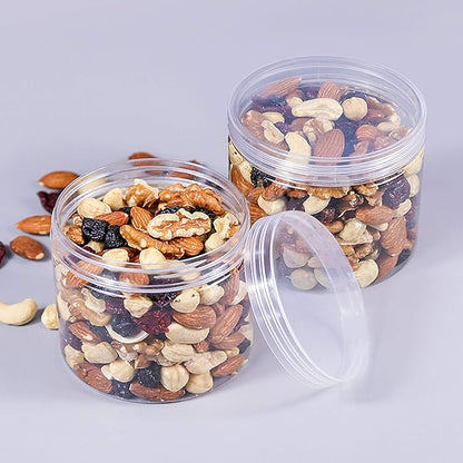 Rocutus 12oz Clear Plastic Storage Jars Containers,8 Pack Refillable Wide-Mouth Plastic Slime Containers for Beauty Products,Kitchen & Household Storage - BPA Free (12 OZ)