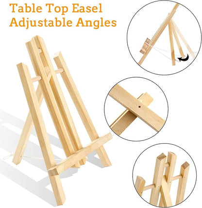 AROIC Wood Easels, Easel Stand for Painting Canvases, Art, and Crafts. (11.8 inch, 10 Pack), Tripod, Painting Party Easel, Kids Student Table School Desktop, Portable Canvas Photo Picture Sign Holder.