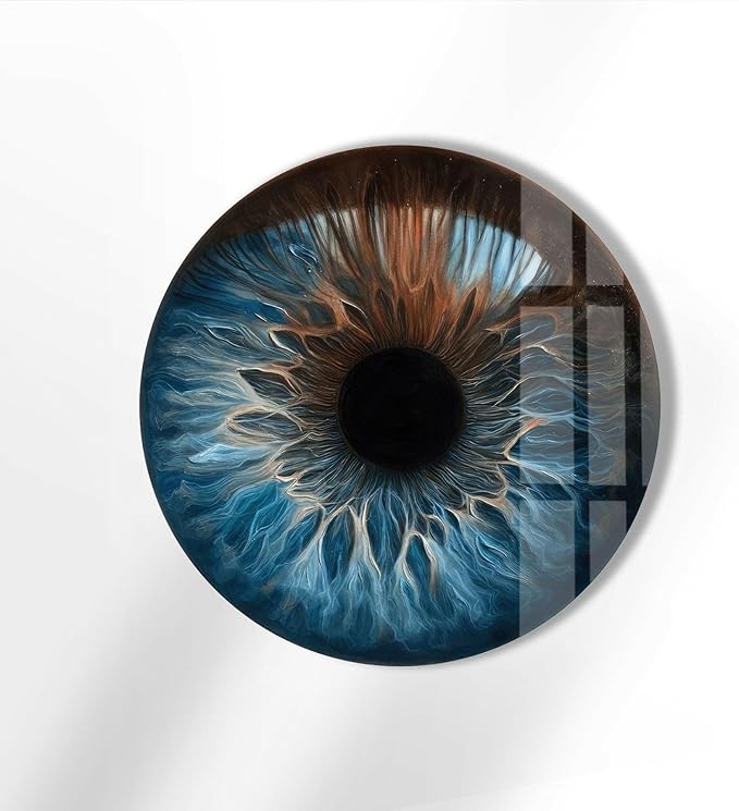 My Photostation.com 15.8''(40cm) Diameter Eye Round Blue Glass Wall Art Tempered Glass Printing Wall Decor Large Wall Art Wall Hangings