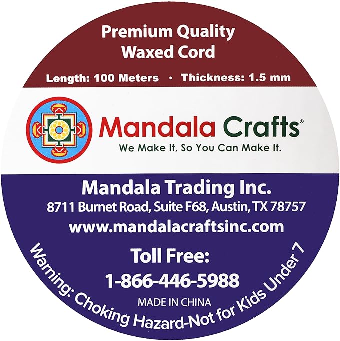 Mandala Crafts 1.5mm 109 Yards Indigo Cotton Waxed Cord for Jewelry Making Bracelet Cord Waxed String - Beading String Thread Jewelry Cords for Necklaces String