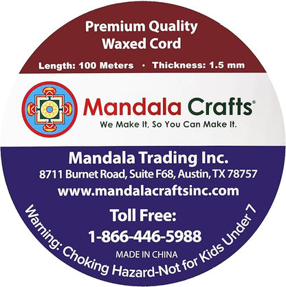 Mandala Crafts 1.5mm 109 Yards Peacock Green Cotton Waxed Cord for Jewelry Making - Beading String Thread for Bracelets and Necklaces
