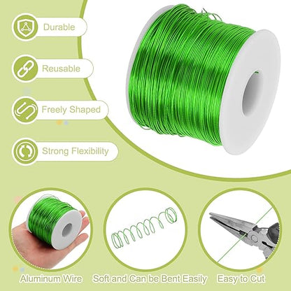 MECCANIXITY 20 Gauge Anodized Aluminum Craft Wire Bendable Bonsai Training Wire 771 Feet 0.8mm for Sculpting Crafts Wreath Floral Beading Jewelry Making, Green