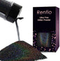 Renfio Holographic Ultra Fine Glitter Powder Metallic Resin Glitter 2.11 Oz (60g) PET Flakes Crafts Sequins 1/128" 0.008" 0.2mm Epoxy Chips Flakes for Tumblers Slime Olympic Decorations - Laser Black