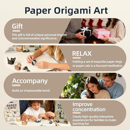 DIY Origami Paper Cats - 50 Sheets DIY Origami Paper to Fold Cute Cat Figures, Fun Craft Activity for Adults & Kids, Desk Decoration & Gift for Cat Lovers（cat）