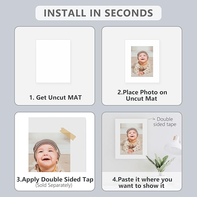 10 Pack Backing Boards, 16x20 Uncut White Mats Matboards, Acid-Free Backerboards for Art Prints, Ideal for Photos, Pictures, Prints, and Frames