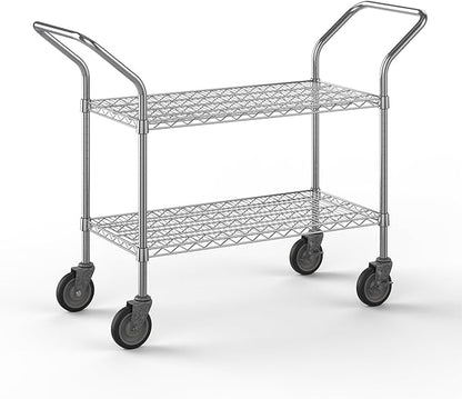 18" W x 36" L x 36" H Chrome Heavy Duty Utility Cart | 2-Tier | NSF Commercial Storage Rack Mobile Unit | Storage and Mobility Solution for Your Business