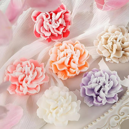 Wehous 2PCS Carnation Flower Candle Molds, 3D Flower Fondant Chocolate Cake Cupcake Topper Decoration Mold, Cute Floral Epoxy Resin Candle Soap Wax Concrete Polymer Clay Casting Craft Mould