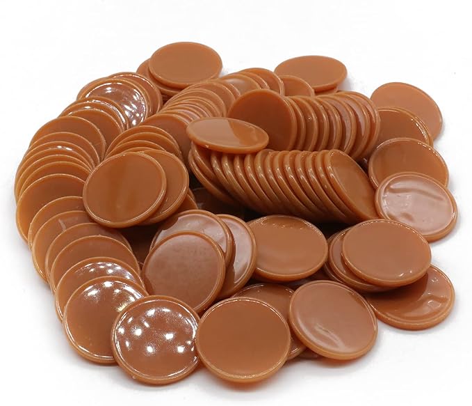 Set of 100 Opaque Plastic Learning Counters Mini Poker Chips Game Tokens with Storage Box (Chocolate, 1.26 Inch)