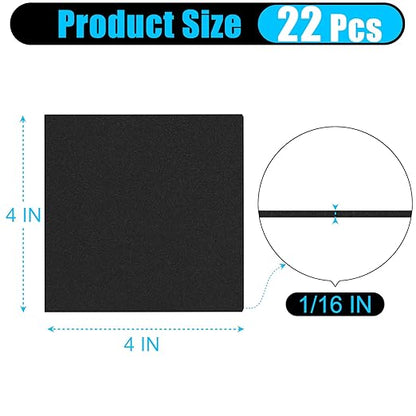 ToLanbbt 22 PCS Adhesive Foam Padding Sheets Closed Cell Neoprene Foam Sheet 1/16" Thick, 4" x 4" Self Stick Insulation Anti Vibration Pads Anti-Slip for Furniture, Cars, Speakers, DIY