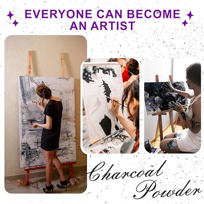 Premium Charcoal Powder for Drawing and Art, Drawing Charcoal for Sketching, Shading, Blending with Beginners & Pro Artists (8 Ounces)