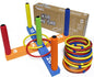 Ring Toss Game for Kids, Indoor & Outdoor Game for Family and Adults with 5 Poles, 2 Bases and 16 Rings in 4 Colors, Soft Foam Toy for Kids Backyard Ring Toss Fun