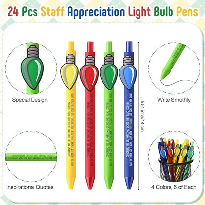 Eaasty 24 Pcs Christmas Gifts for Coworkers Appreciation Ballpoint Pens Bulk Coworkers Are Like Christmas Lights Holiday Thank You Gifts for Employee Team Colleagues (Appreciation)