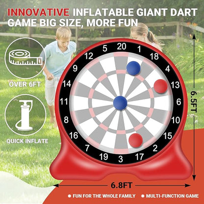 Giant Inflatable Dart Board, 6.5FT Outdoor Games for Adults & Family, Fun Backyard & Yard Game, Large Carnival Game, Giant Soccer Kick Golf Dartboard