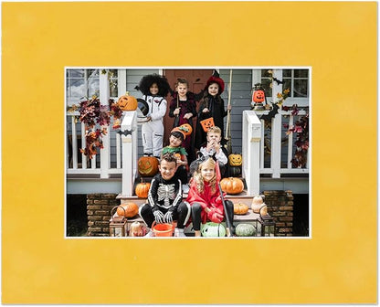 8x10 Mat Bevel Cut for 6x8 Photos - Acid Free Sunrise Yellow Suede Precut Matboard - For Pictures, Photos, Framing - 4-ply Thickness