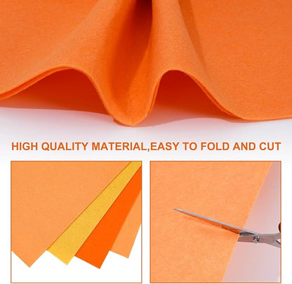 Whaline 18Pcs Fall Felt Fabric Sheets Soft Thick Assorted Autumn Thanksgiving Orange Craft Felt Pack for DIY Craft Sewing Patchwork Art Projects, 3 Colors, 7.9 x 11.8 Inch