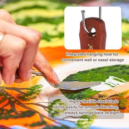 MECCANIXITY Pack of 1 Large Palette Knife No.13, 10.6" Long Palette Knives with Stainless Steel Flexible Spatula Pallet Knife and Wood Handle for Scraping, Mixing, Oil Acrylic Painting Canvas
