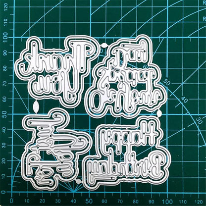 Cutting Dies Metal Stencils Scrapbooking Tools Happy Birthday Thankyou DIY Embossing Template for Paper Card Making Album Arts Crafts Supplies (English words-10.1x10.1cm)