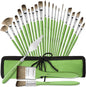 Paint Brushes Set of 25 Pieces Wooden Handles Brushes，Professional Artist Series with Filbert, Fan, Dagger, Cat Tongue, Round, Angle, Wide Flat Canvas Roll Bag & Palette Knife