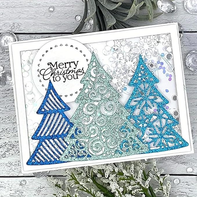 Lapoo Festivals Metal Cutting Die for Scrapbooking - Durable, Cut Stencils for DIY Scrapbook Photo Album Decorative Paper Card, Card Making Supplies, Embossing (A Christmas Tree Set 5.5 x 3.5 in)
