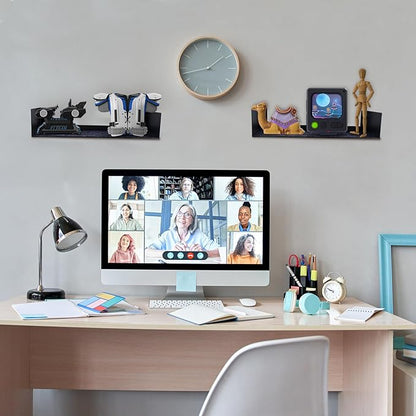 U Shape Floating Shelves Wall Mount Metal Bookshelf CD DVD Storage Display Shelves, Black Set of 6