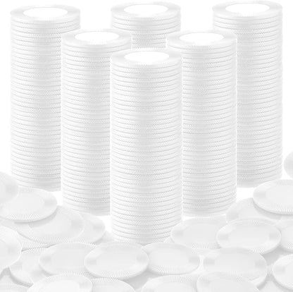 Coopay 500 Pieces Plastic Poker Chips, 1 Inch Bingo Chips Bulk Learning Counters Disks Poker Card Game, Counting Markers for Math Practice, Game Tokens and Teaching Rewards, 25 mm (White)