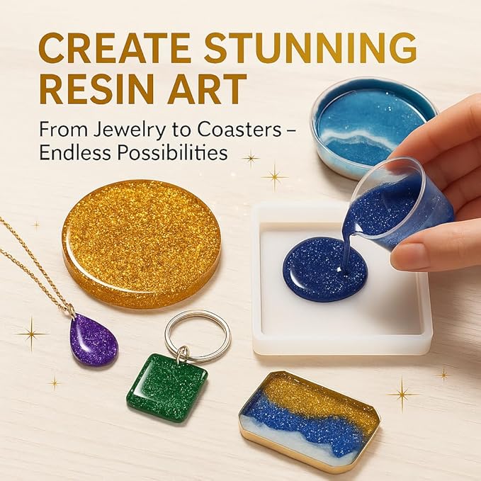 50 Color Glitter Pigment Paste for Epoxy Resin, Mica Metallic Resin Pigment Set, Epoxy Dye Paste & High Concentration Mica Powder for Epoxy Art, Jewelry, Tumblers, Coasters & Crafts