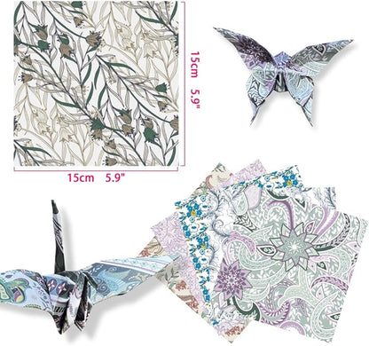 Square Origami Paper 6x6 Double Sided 50 Sheets 50 Colors 70GSM Origami Kit Japanese Chiyo Easy Fold Arts Crafts DIY Handwork Beginner Baroque
