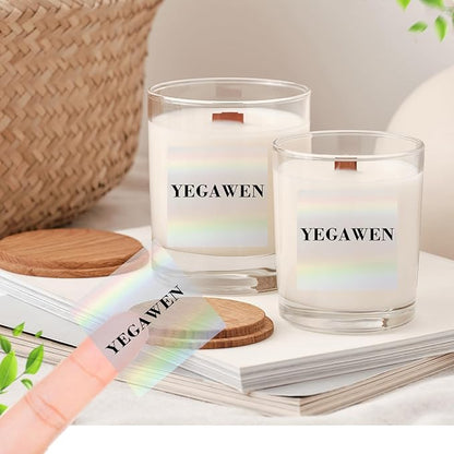 2 Inch Square Transparent Thermal Label Stickers, Holographic Clear Self-Adhesive Direct Thermal Labels, Perforation Line Design& Waterproof- 200 Sheets