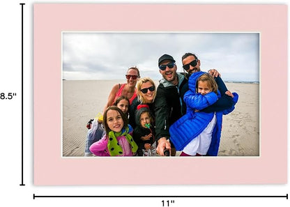 Pack of Ten Acid Free 8.5x11 Mats Bevel Cut for 7x9 Photos - Soft Pink Precut Matboards With Backing Boards and Self Seal Photo Mat Bags For Pictures, Photos, Framing - 4-ply Thickness