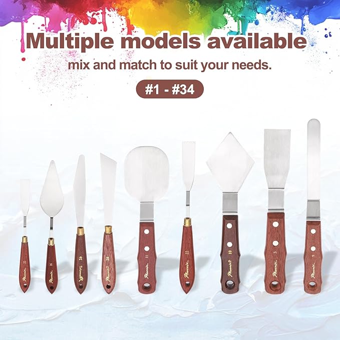 MECCANIXITY Pack of 1 Palette Knife No.22, 7" Long Palette Knives with Stainless Steel Flexible Spatula Pallet Knife and Wood Handle for Scraping, Mixing, Oil Acrylic Painting Canvas