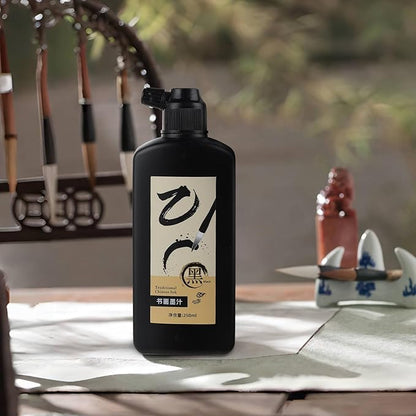 120 ML/4 OZ Calligraphy Ink - Versatile Elegance Chinese Brush Ink for Beginner Practice Traditional Art Works and Japanese Brush Black Ink
