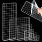 6PCS Acrylic Stamp Block with Grid Lines, Clear Stamping Blocks Tool Decorative Stamp Blocks Square Display Block Set Props for DIY Crafts Scrapbooking Card Making