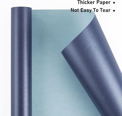 NESCCI Dark Blue Matte Wrapping Paper,Solid Color Pearly-Lustre Paper-3 Roll,17 Inches X 32.8 Feet Per roll.Gift Wrapping Paper,Perfect for Wedding,Valentine's Day,Birthday, Christmas,Baby Shower