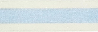 MEEDEE Blue and White Stripe Ribbon Wired Ribbon 2.5 Inch Light Blue Burlap Ribbon with Ivory Stripe Edge Wreath Supplies, Baby Shower Decorations, Crafts Bow Making (10 Yards)