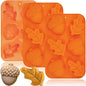 3 Pack Acorn Leaf Silicone Chocolate Molds, 3D Thanksgiving Fall Theme Candy Molds Fall Autumn Baking Molds for Jelly Pudding Brownie Soap Ice Cube Trays Candle Muffins Cake Decor Making